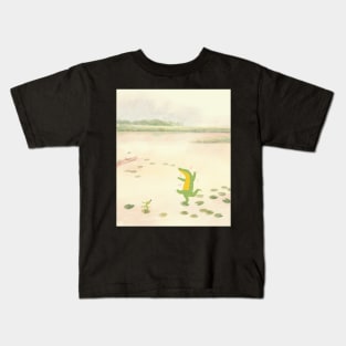 Happy dance of crocodile and frog Kids T-Shirt